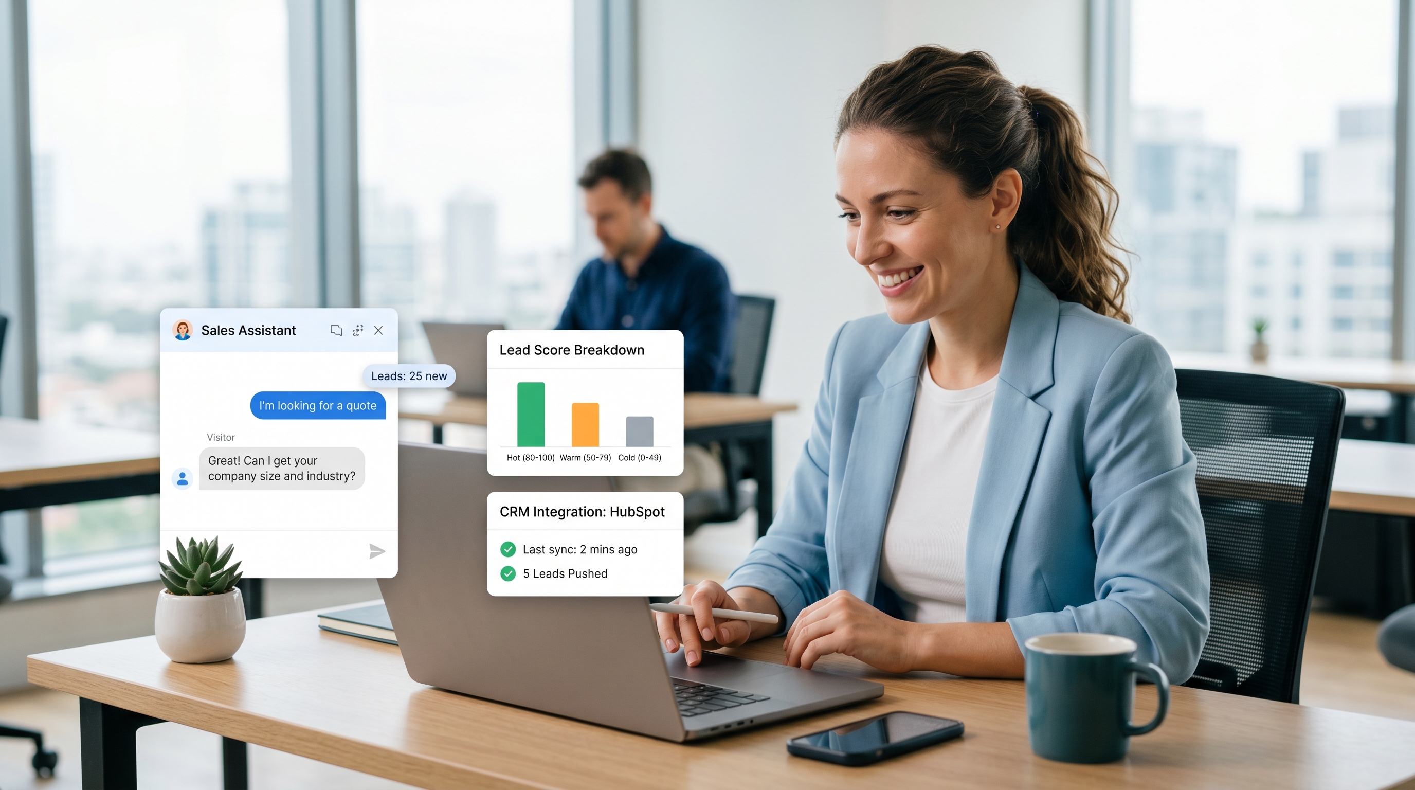 AI chatbot qualifying leads on a B2B service website