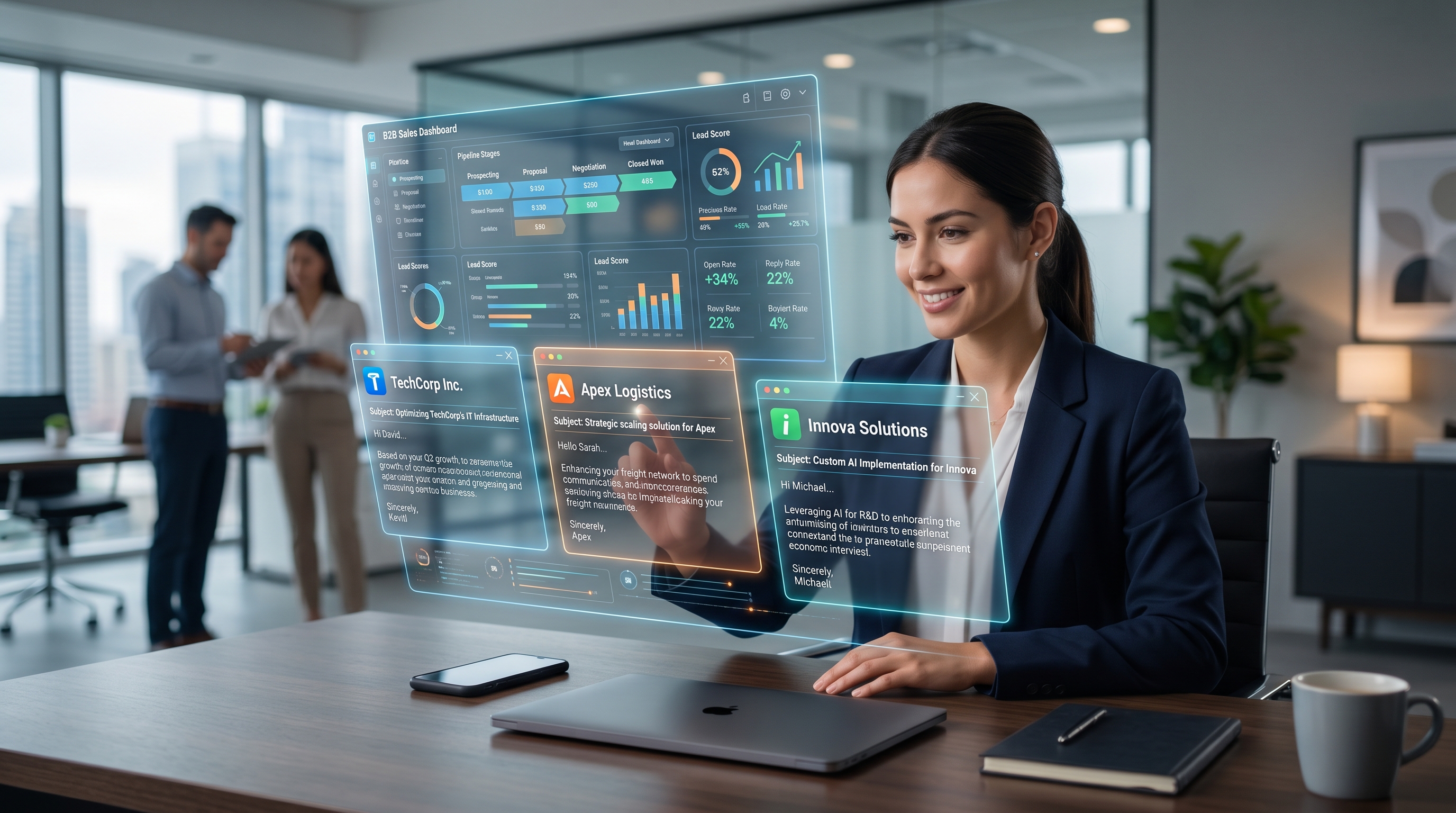 AI-powered email personalization dashboard showing individualized message drafts