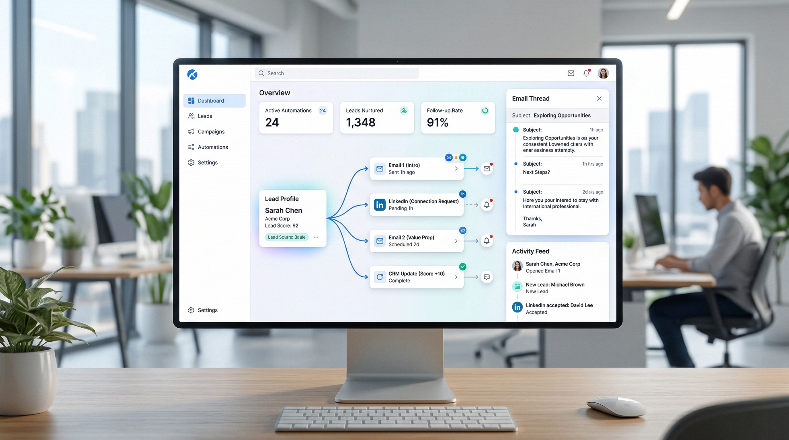 AI-powered B2B lead follow-up automation dashboard